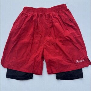 Pudolla Mens 2 In 1 Compression Shorts Running Drawstring & Elastic Waist Size S